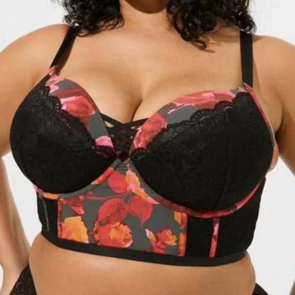 torrid Other - Torrid XO Plunge Push-Up Bra in Painted Retro Rose Floral I Size 40D